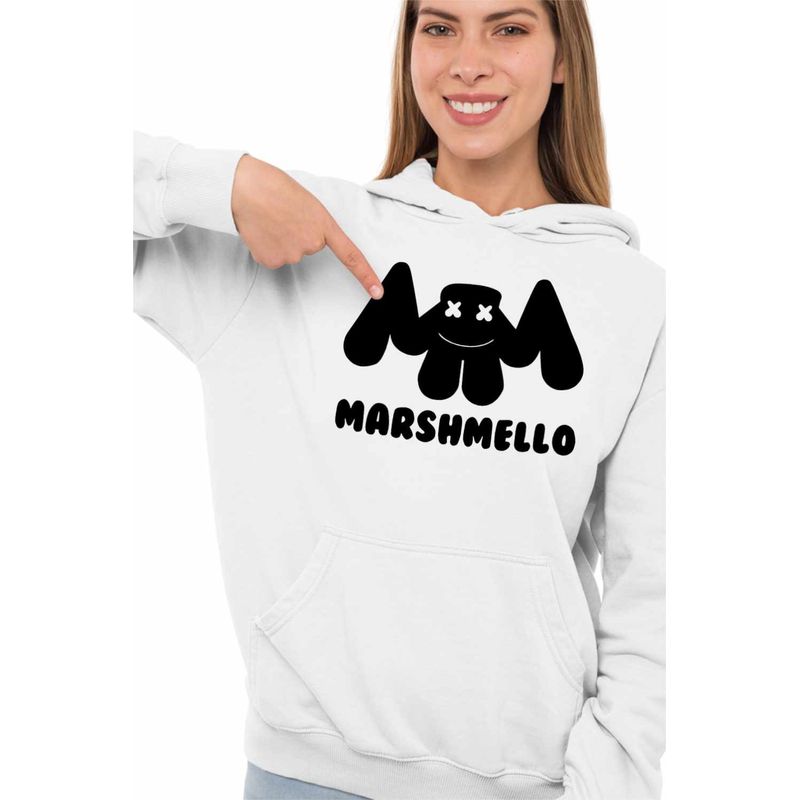 Fashion, accesorii si bijuterii - Femei - Imbracaminte femei - Hanorace femei - Hanorac Femei Marshmello, alb, marime 2XL - Infinity.ro