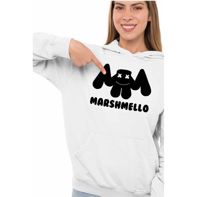 Fashion, accesorii si bijuterii - Femei - Imbracaminte femei - Hanorace femei - Hanorac Femei Marshmello, alb, marime 2XL - Infinity.ro