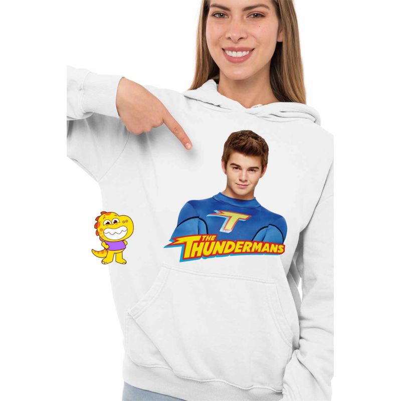 Fashion, accesorii si bijuterii - Femei - Imbracaminte femei - Hanorace femei - Hanorac Femei Max Thunderman, alb, marime 2XL - Infinity.ro