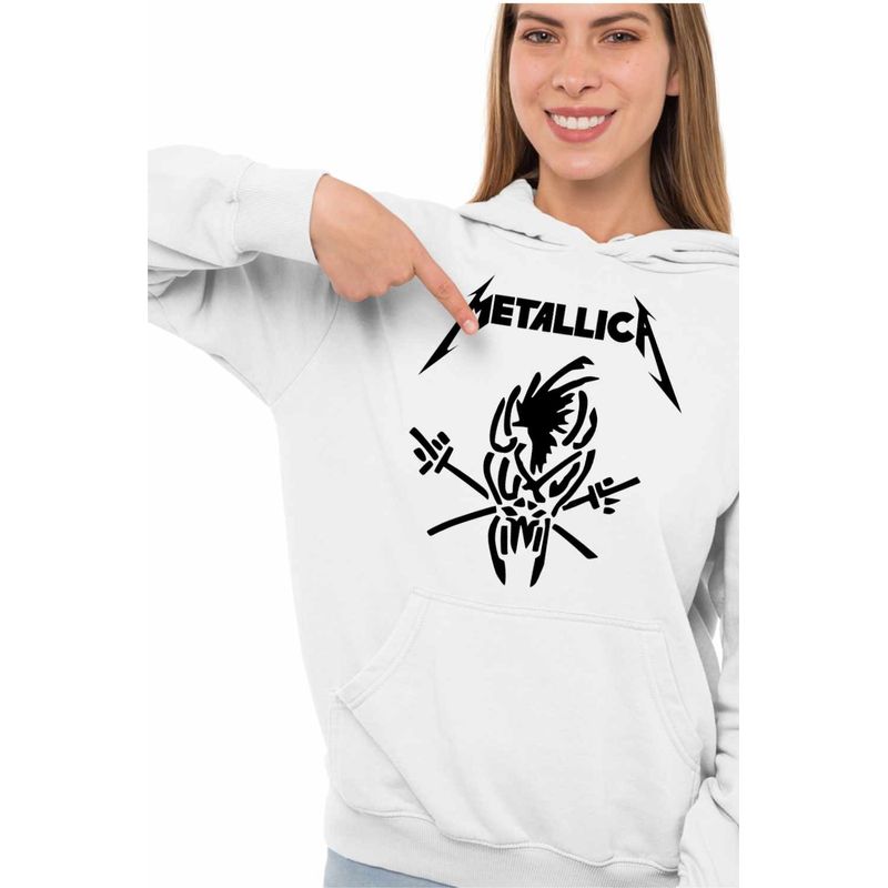 Fashion, accesorii si bijuterii - Femei - Imbracaminte femei - Hanorace femei - Hanorac Femei Metallica Merch Skeleton, alb, marime 2XL - Infinity.ro