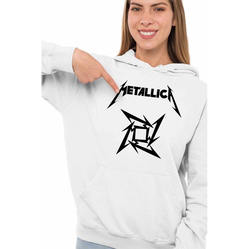 Fashion, accesorii si bijuterii - Femei - Imbracaminte femei - Hanorace femei - Hanorac Femei Metallica Merch Seek Destroy, alb, marime 2XL - Infinity.ro