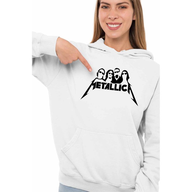 Fashion, accesorii si bijuterii - Femei - Imbracaminte femei - Hanorace femei - Hanorac Femei Metallica Rock Legend Merch, alb, marime 2XL - Infinity.ro