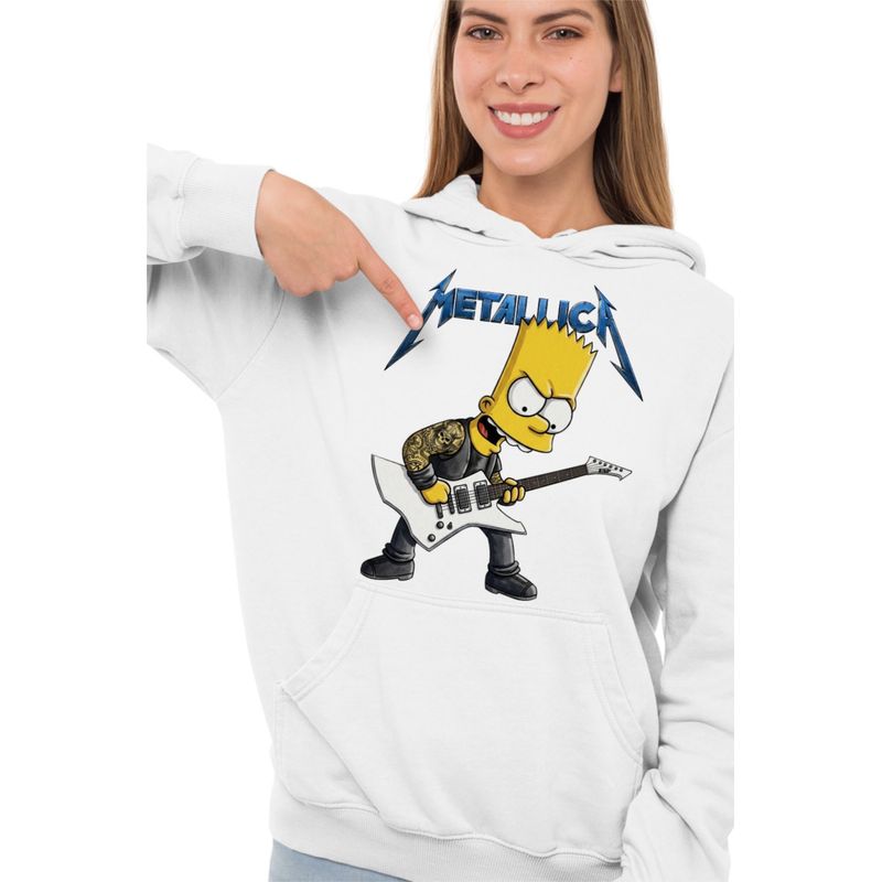 Fashion, accesorii si bijuterii - Femei - Imbracaminte femei - Hanorace femei - Hanorac Femei Metallica The Simpsons Bart Merch, alb, marime 2XL - Infinity.ro