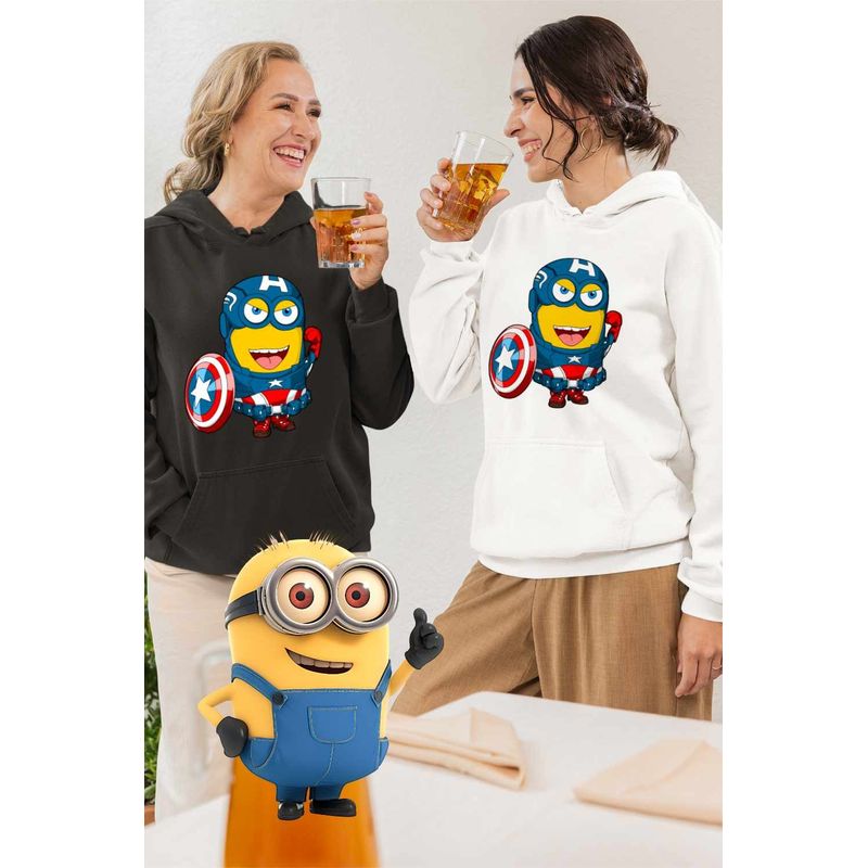 Fashion, accesorii si bijuterii - Femei - Imbracaminte femei - Hanorace femei - Hanorac Femei Minions Captain America Despicable, alb, marime 2XL - Infinity.ro