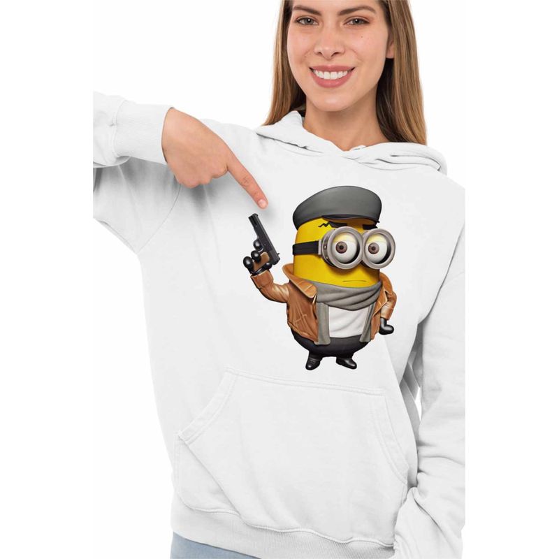 Fashion, accesorii si bijuterii - Femei - Imbracaminte femei - Hanorace femei - Hanorac Femei Minions Detective Noir Despicable, alb, marime 2XL - Infinity.ro