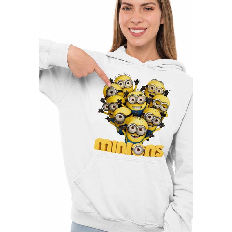 Fashion, accesorii si bijuterii - Femei - Imbracaminte femei - Hanorace femei - Hanorac Femei Minions Heart Love Valentines Day Dragobete Minioni, alb, marime 2XL - Infinity.ro