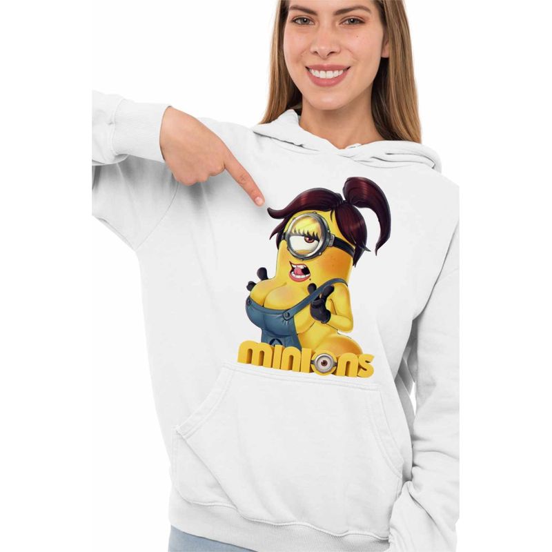 Fashion, accesorii si bijuterii - Femei - Imbracaminte femei - Hanorace femei - Hanorac Femei Minions Marlena Despicable Minioni, alb, marime 2XL - Infinity.ro