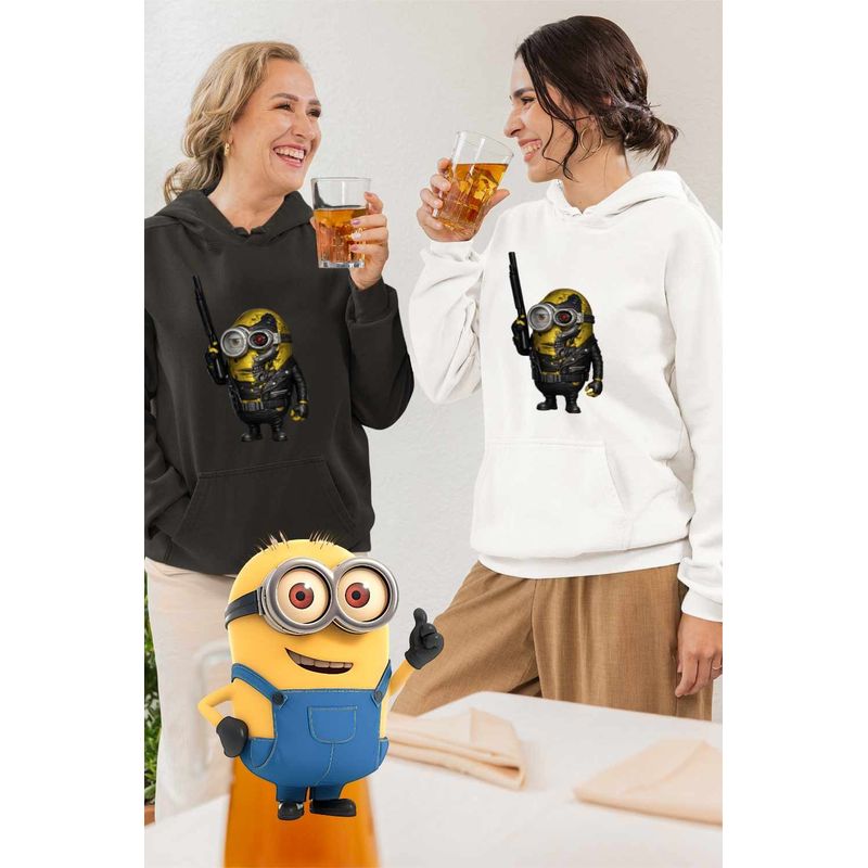 Fashion, accesorii si bijuterii - Femei - Imbracaminte femei - Hanorace femei - Hanorac Femei Minions Terminator Biker Despicable, alb, marime 2XL - Infinity.ro