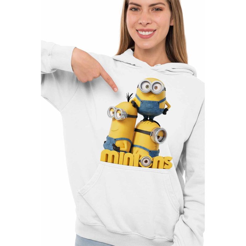 Fashion, accesorii si bijuterii - Femei - Imbracaminte femei - Hanorace femei - Hanorac Femei Minions Team Despicable Minioni, alb, marime 2XL - Infinity.ro