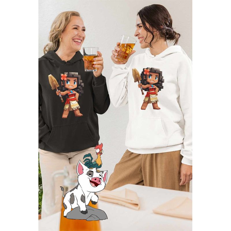 Fashion, accesorii si bijuterii - Femei - Imbracaminte femei - Hanorace femei - Hanorac Femei Moana Vaiana Minecraft Roblox, alb, marime 2XL - Infinity.ro