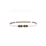 Fashion, accesorii si bijuterii - Femei - Accesorii femei - Curele femei - Curea Subtire Dama din Piele Ecologica, cu Catarama Decorativa Florala Aurie, Alba, 100 cm - Infinity.ro