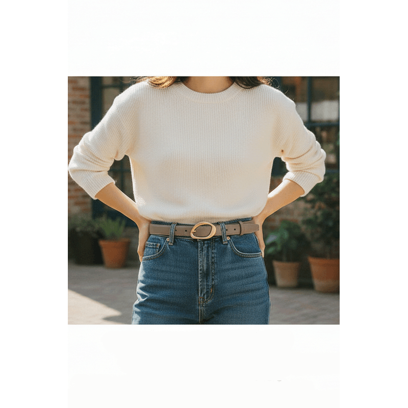 Fashion, accesorii si bijuterii - Femei - Accesorii femei - Curele femei - Set 4 Curele pentru Femei din Piele Ecologica de Calitate Superioara si Catarama Aurie, Negru, Maro, Gri si Crem, 110 cm - Infinity.ro