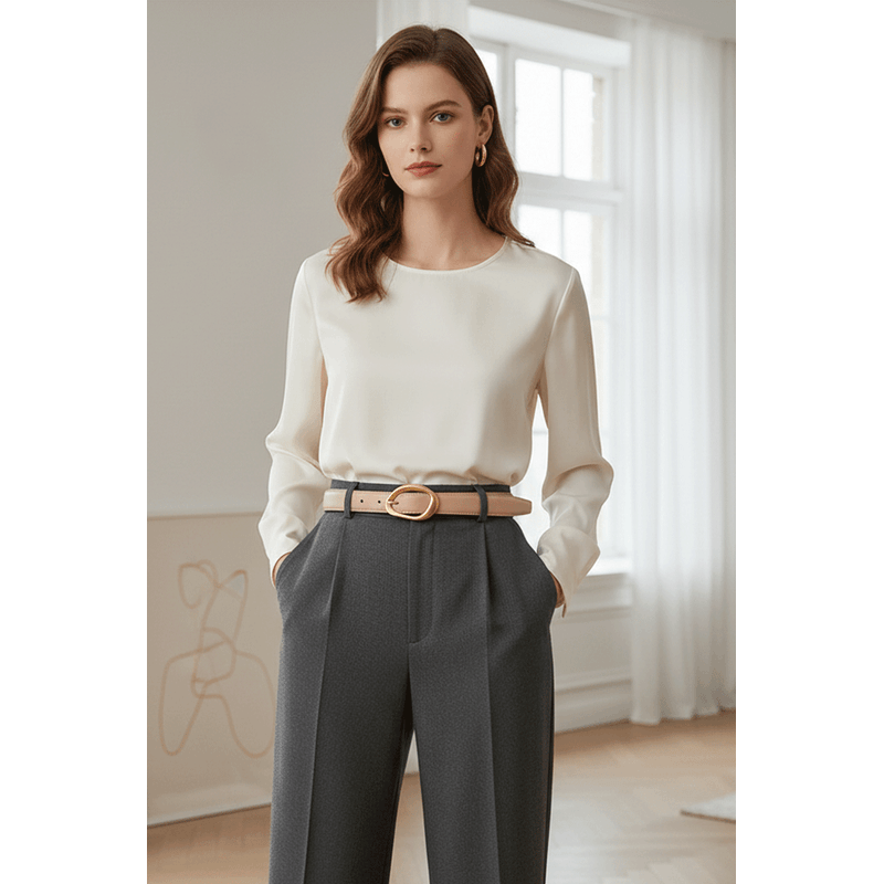 Fashion, accesorii si bijuterii - Femei - Accesorii femei - Curele femei - Set 4 Curele pentru Femei din Piele Ecologica de Calitate Superioara si Catarama Aurie, Negru, Maro, Gri si Crem, 110 cm - Infinity.ro