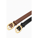 Fashion, accesorii si bijuterii - Femei - Accesorii femei - Curele femei - Set 2 Curele pentru Femei din Piele Ecologica de Calitate Superioara si Catarama Aurie, Negru si Maro, 110 cm - Infinity.ro