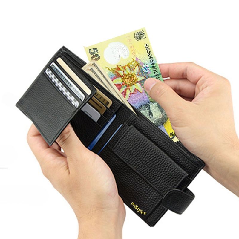 Fashion, accesorii si bijuterii - Barbati - Accesorii barbati - Portofele barbati - Portofel pentru Barbati din Piele Ecologica, cu Loc de Pemis, Negru - Infinity.ro
