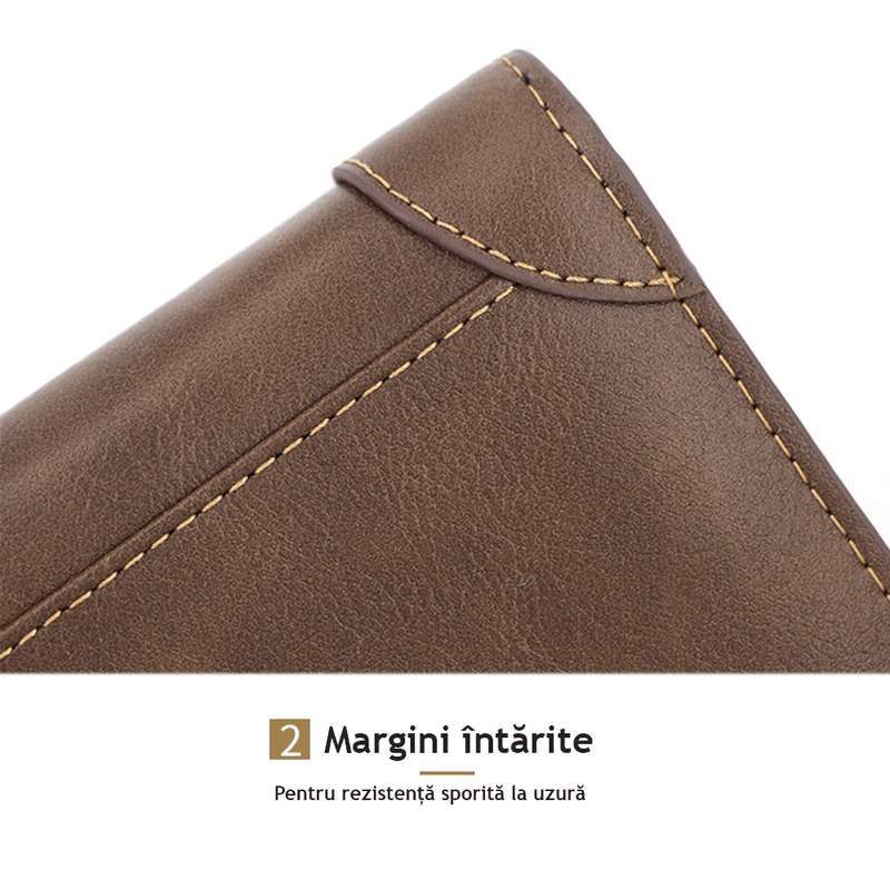 Fashion, accesorii si bijuterii - Barbati - Accesorii barbati - Portofele barbati - Portofel pentru Barbati din Piele Ecologica de Calitate Superioara, 12 locuri de card si buzunar de monezi, Maro - Infinity.ro