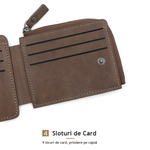 Fashion, accesorii si bijuterii - Barbati - Accesorii barbati - Portofele barbati - Portofel pentru Barbati din Piele Ecologica de Calitate Superioara, 12 locuri de card si buzunar de monezi, Maro - Infinity.ro