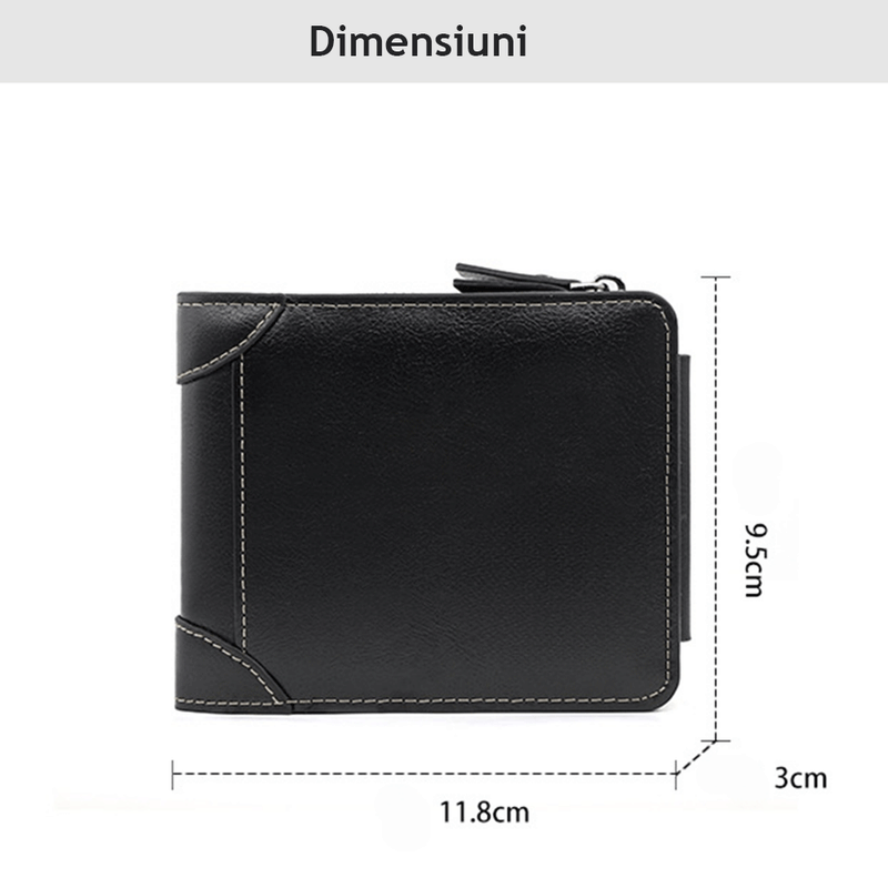 Fashion, accesorii si bijuterii - Barbati - Accesorii barbati - Portofele barbati - Portofel pentru Barbati din Piele Ecologica de Calitate Superioara, 12 locuri de card si buzunar de monezi, Negru - Infinity.ro