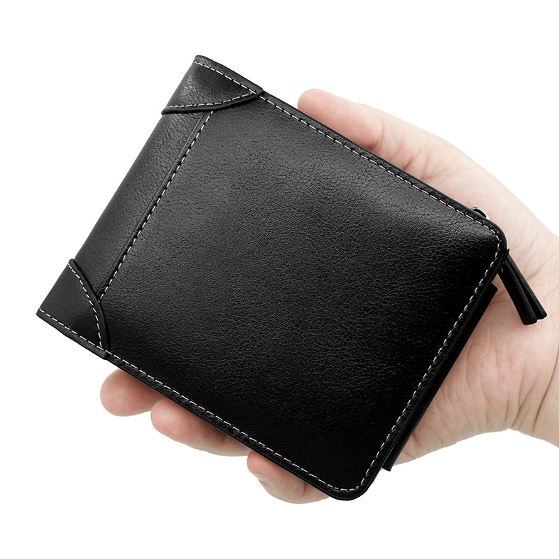 Fashion, accesorii si bijuterii - Barbati - Accesorii barbati - Portofele barbati - Portofel pentru Barbati din Piele Ecologica de Calitate Superioara, 12 locuri de card si buzunar de monezi, Negru - Infinity.ro