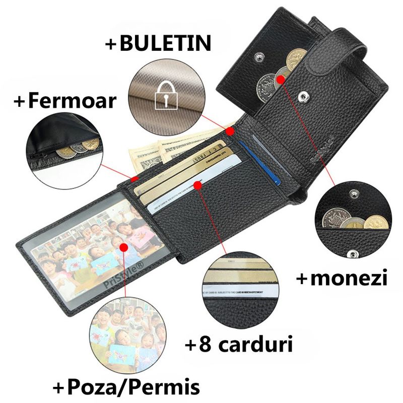 Fashion, accesorii si bijuterii - Barbati - Accesorii barbati - Portofele barbati - Portofel, din Piele Ecologica, Negru - Infinity.ro