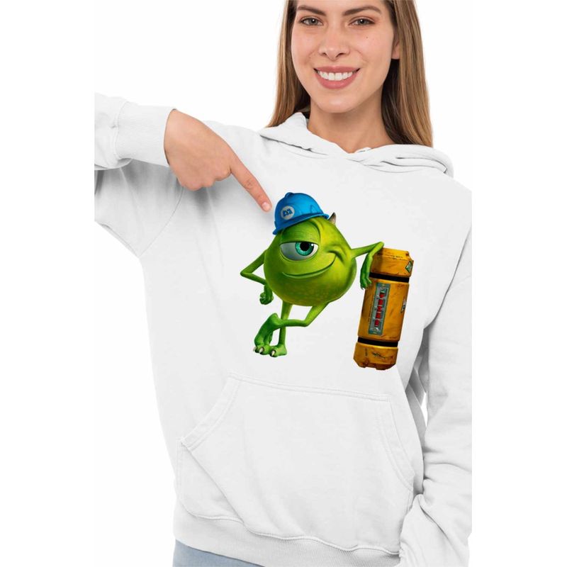 Fashion, accesorii si bijuterii - Femei - Imbracaminte femei - Hanorace femei - Hanorac Femei Monsters Mike, alb, marime 2XL - Infinity.ro