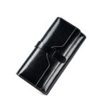 Fashion, accesorii si bijuterii - Femei - Accesorii femei - Portofele femei - Portofel de Dama Premium, cu Locuri de Carduri, Piele Naturala, Negru, 19x10x6cm - Infinity.ro