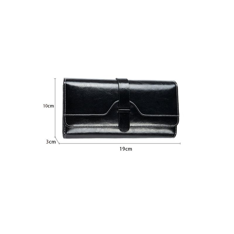 Fashion, accesorii si bijuterii - Femei - Accesorii femei - Portofele femei - Portofel de Dama Premium, cu Locuri de Carduri, Piele Naturala, Negru, 19x10x6cm - Infinity.ro