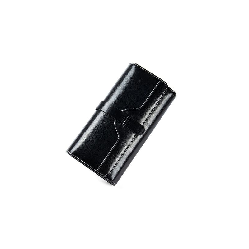 Fashion, accesorii si bijuterii - Femei - Accesorii femei - Portofele femei - Portofel de Dama Premium, cu Locuri de Carduri, Piele Naturala, Negru, 19x10x6cm - Infinity.ro