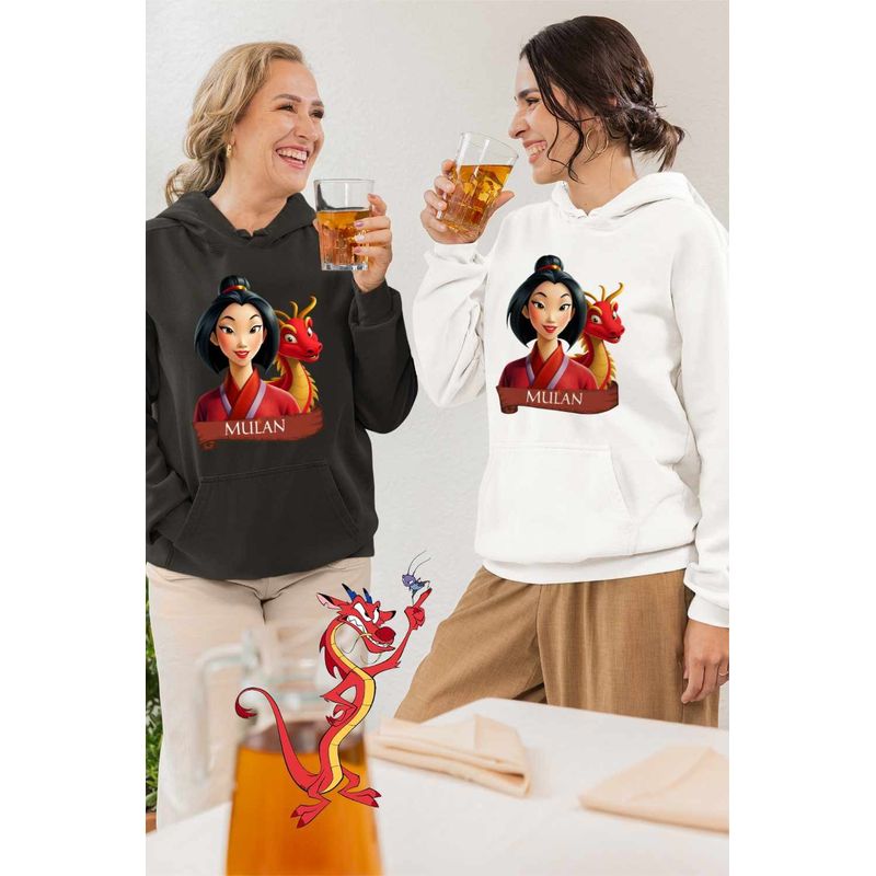 Fashion, accesorii si bijuterii - Femei - Imbracaminte femei - Hanorace femei - Hanorac Femei Mulan Dragon, alb, marime 2XL - Infinity.ro