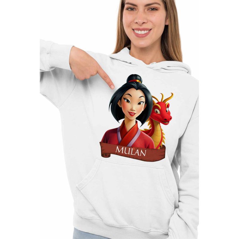 Fashion, accesorii si bijuterii - Femei - Imbracaminte femei - Hanorace femei - Hanorac Femei Mulan Dragon, alb, marime 2XL - Infinity.ro
