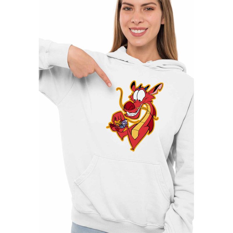 Fashion, accesorii si bijuterii - Femei - Imbracaminte femei - Hanorace femei - Hanorac Femei Mulan Mushu Crikee, alb, marime 2XL - Infinity.ro