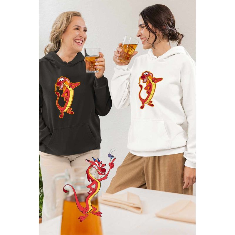Fashion, accesorii si bijuterii - Femei - Imbracaminte femei - Hanorace femei - Hanorac Femei Mulan Mushu Dragon, alb, marime 2XL - Infinity.ro