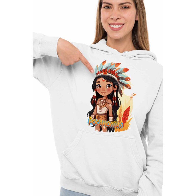 Fashion, accesorii si bijuterii - Femei - Imbracaminte femei - Hanorace femei - Hanorac Femei Native American Pocahontas, alb, marime 2XL - Infinity.ro