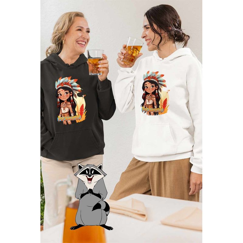 Fashion, accesorii si bijuterii - Femei - Imbracaminte femei - Hanorace femei - Hanorac Femei Native American Pocahontas, alb, marime 2XL - Infinity.ro