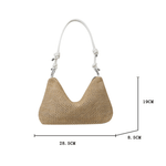 Fashion, accesorii si bijuterii - Femei - Accesorii femei - Genti si rucsacuri femei - Geanta Dama de Umar, din Material Sintetic Impletit, cu Bretea Reglabila din Piele Ecologica, Crem, 28.5x19x8.5 cm - Infinity.ro