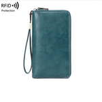 Fashion, accesorii si bijuterii - Femei - Accesorii femei - Portofele femei - Portofel Dama din Piele Ecologica, cu Protectie RFID, Inchidere cu Fermoar, Turcoaz, 21x12x2.5 cm - Infinity.ro