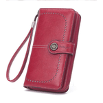 Fashion, accesorii si bijuterii - Femei - Accesorii femei - Portofele femei - Portofel Dama Premium din Piele Ecologica, cu Fermoar si Capsa, Rosu, 19x10x3 cm - Infinity.ro