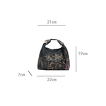 Fashion, accesorii si bijuterii - Femei - Accesorii femei - Genti si rucsacuri femei - Geanta Dama Casual cu Imprimeu Floral Vintage din Material Textil, Model Crossbody, Neagra, Verde, 19x22x7 cm - Infinity.ro