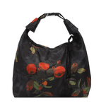 Fashion, accesorii si bijuterii - Femei - Accesorii femei - Genti si rucsacuri femei - Geanta Dama Casual cu Imprimeu Floral Vintage din Material Textil, Model Crossbody, Neagra, Rosu, 19x22x7 cm - Infinity.ro