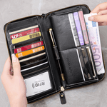 Fashion, accesorii si bijuterii - Femei - Accesorii femei - Portofele femei - Portofel Dama din Piele Ecologica, cu Protectie RFID, Inchidere cu Fermoar, Negru, 21x12x2.5 cm - Infinity.ro