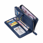 Fashion, accesorii si bijuterii - Femei - Accesorii femei - Portofele femei - Portofel Dama Premium din Piele Ecologica, cu Fermoar si Capsa, Albastru, 19x10x3 cm - Infinity.ro