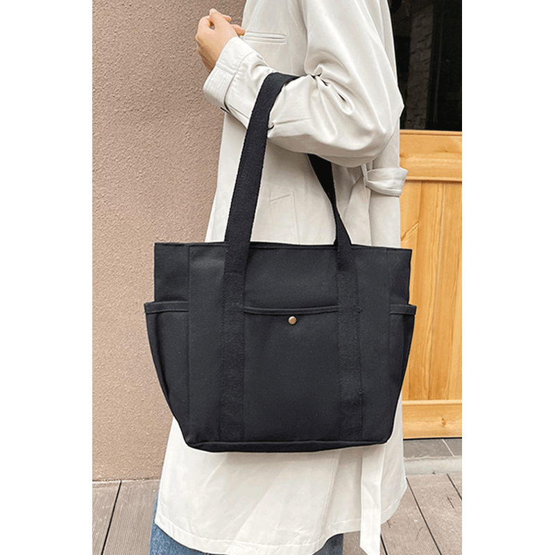 Fashion, accesorii si bijuterii - Femei - Accesorii femei - Genti si rucsacuri femei - Geanta Dama din Panza Rezistenta, Model Casual, Neagra - Infinity.ro