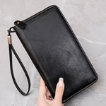 Fashion, accesorii si bijuterii - Femei - Accesorii femei - Portofele femei - Portofel Dama din Piele Ecologica, cu Protectie RFID, Inchidere cu Fermoar, Negru, 21x12x2.5 cm - Infinity.ro