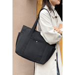 Fashion, accesorii si bijuterii - Femei - Accesorii femei - Genti si rucsacuri femei - Geanta Dama din Panza Rezistenta, Model Casual, Neagra - Infinity.ro