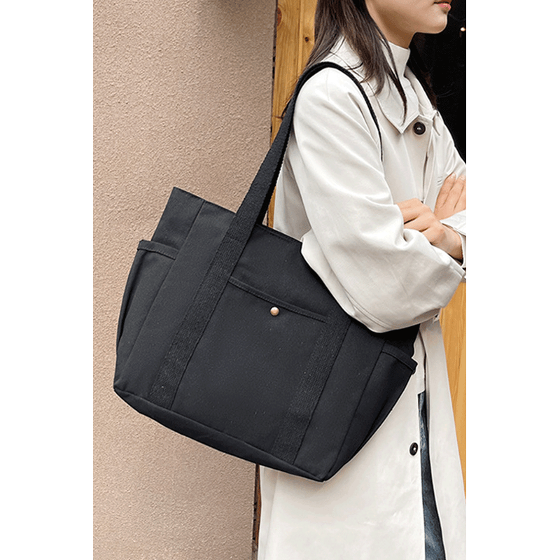 Fashion, accesorii si bijuterii - Femei - Accesorii femei - Genti si rucsacuri femei - Geanta Dama din Panza Rezistenta, Model Casual, Neagra - Infinity.ro