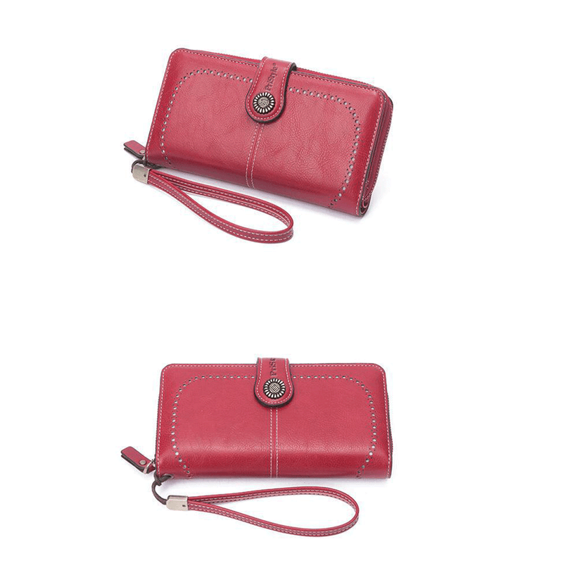 Fashion, accesorii si bijuterii - Femei - Accesorii femei - Portofele femei - Portofel Dama Premium din Piele Ecologica, cu Fermoar si Capsa, Rosu, 19x10x3 cm - Infinity.ro
