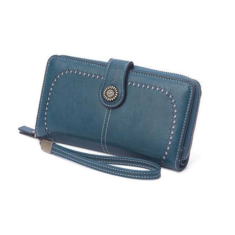 Fashion, accesorii si bijuterii - Femei - Accesorii femei - Portofele femei - Portofel Dama Premium din Piele Ecologica, cu Fermoar si Capsa, Albastru, 19x10x3 cm - Infinity.ro