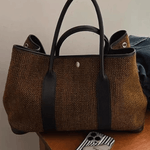Fashion, accesorii si bijuterii - Femei - Accesorii femei - Genti si rucsacuri femei - Geanta Dama, Stil Shopper Tote, cu Manere Duble si Inchidere prin Capse, Maro - Infinity.ro