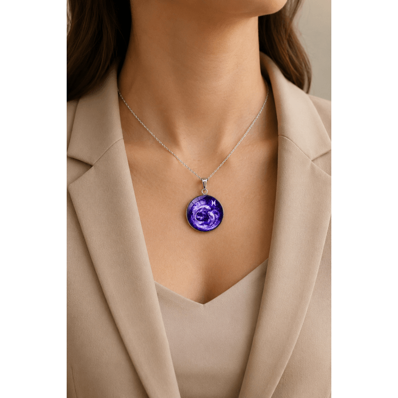 Fashion, accesorii si bijuterii - Femei - Bijuterii femei - Coliere femei - Colier cu pandantiv, in cutie cadou cu sigiliu, bijuterie dama, zodia Pesti CL1P - Infinity.ro