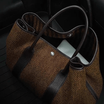 Fashion, accesorii si bijuterii - Femei - Accesorii femei - Genti si rucsacuri femei - Geanta Dama, Stil Shopper Tote, cu Manere Duble si Inchidere prin Capse, Maro - Infinity.ro